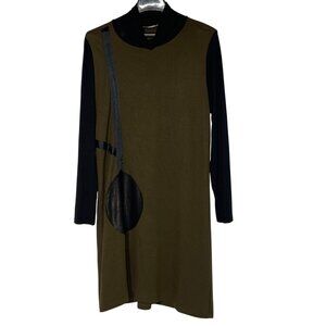 Alembika Mock Neck Lagenlook Art to Wear Stretch Shift Dress Sz 3 (LG) Artsy